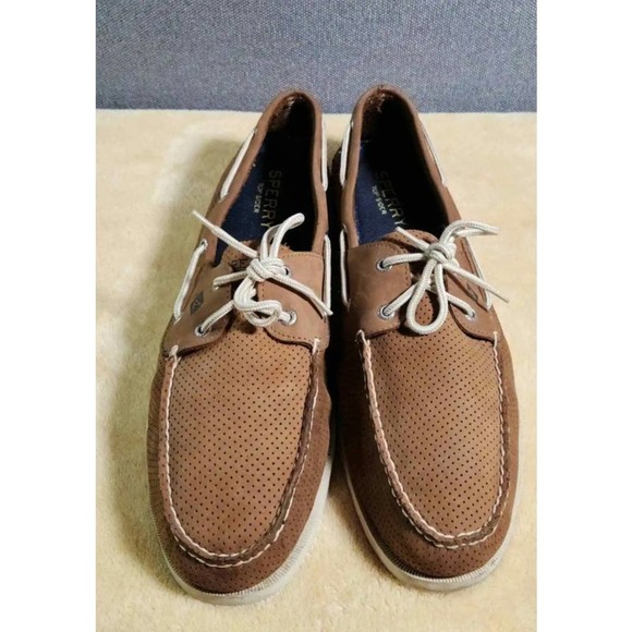 Sperry Top-Sider Men's Leeward Perforated Tan Shoe 2-Eye - Picture 2 of 6